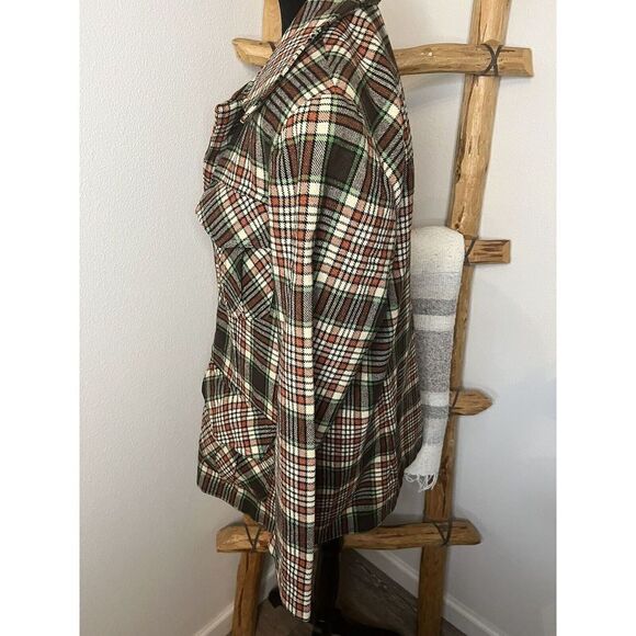 Vintage 70’s Wool Plaid Jacket/Blazer Brown/Cream/Orange/Green Fall Women’s L - Picture 13 of 16